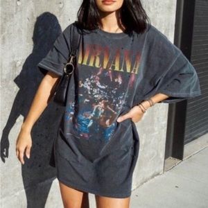 Nirvana Unplugged Grunge Oversized Distressed Tee  Shirt